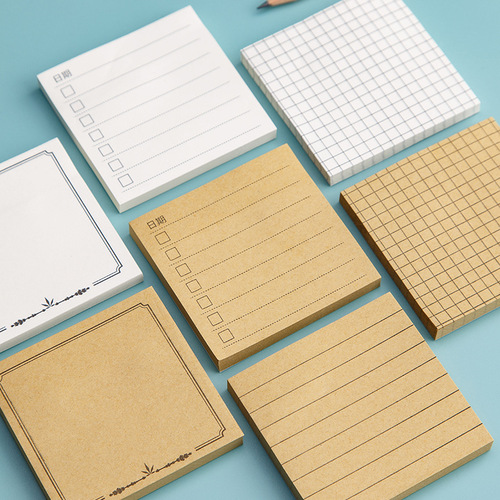 Kraft Paper Sticky Notes, Creative Memo Pad, Tear-off Student Stationery, Grid-Design Message Book, Reusable N Times Sticky Notes