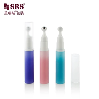 厂家直销定制5ml10ml12ml15ML按压真空滚珠瓶，喷涂渐变色走珠瓶