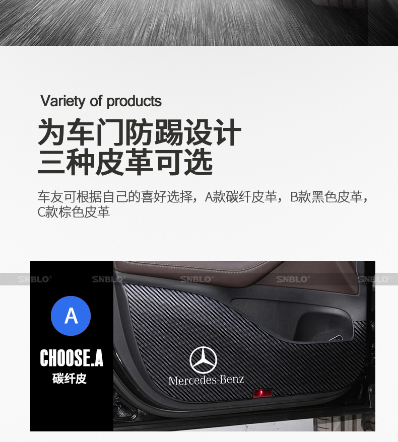 Suitable for Mercedes-Benz GLS leather anti-kick pad door sill strip door panel interior protection sticker car modification parts supplies