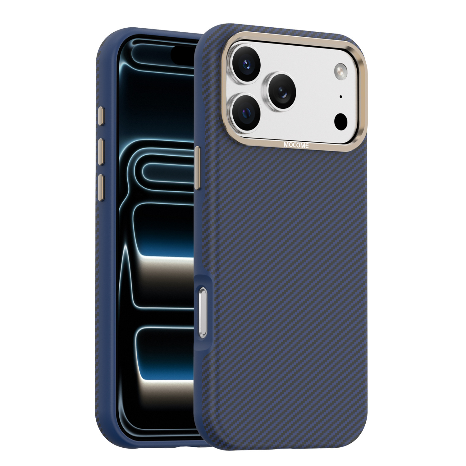 Ốp lưng iPhone chống sốc sợi Kevlar nam châm MagSafe vòng kim loại bảo vệ camera — Cam, Đen, Xám, Xanh đậm chi tiết 11