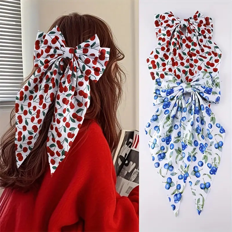 Cute Women's Cherry Bow Knot Cloth Hair Clip display picture 1