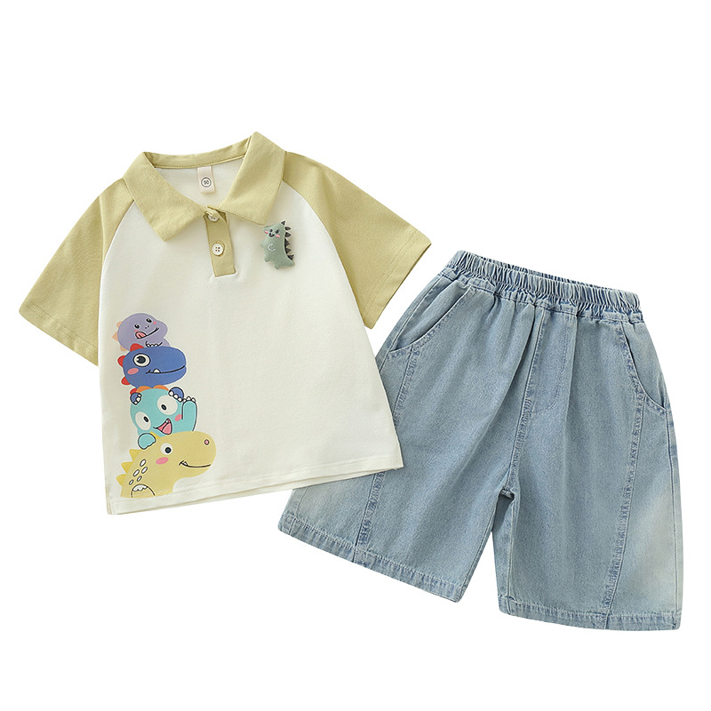 8133 traje de verano para niños 2025 nuevos polos para niños pantalones cortos 1-234567 años bebé verano