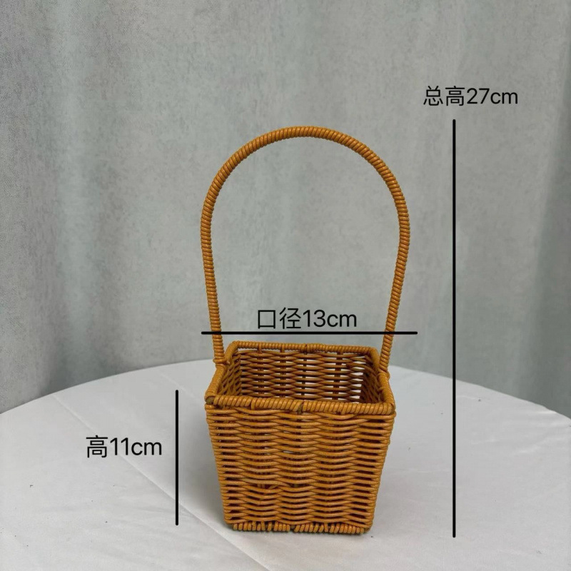 仿藤创意手工篮子水果篮收纳藤编提篮编织手提花篮菜篮鸡蛋采摘|undefined
