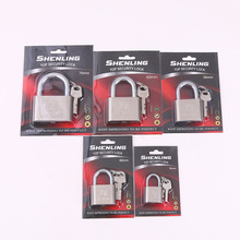 浦江神灵大圆角叶片挂锁防盗防橇仿不锈钢通开锁小锁头锁子宿舍用