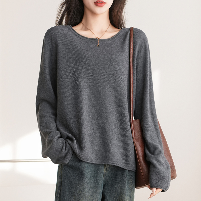 100 Pure Cotton Thread, Delicate and Skin-Friendly Pure Cotton Knitted Sweater for Women, New Autumn and Winter Style, This Year's Popular Loose Large Size Top
