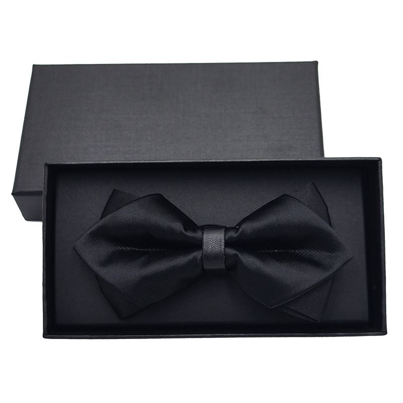 Pajarita negra de color sólido para hombre Boda británica Boda novio padrino traje camisa arco caja de regalo embalaje