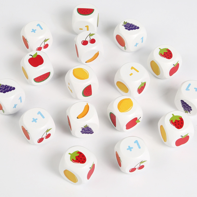 Juegos de lucha de dados de frutas para niños pequeños rompecabezas de escritorio interactivo emparejamiento de entrenamiento de concentración mental juguetes de madera image 4