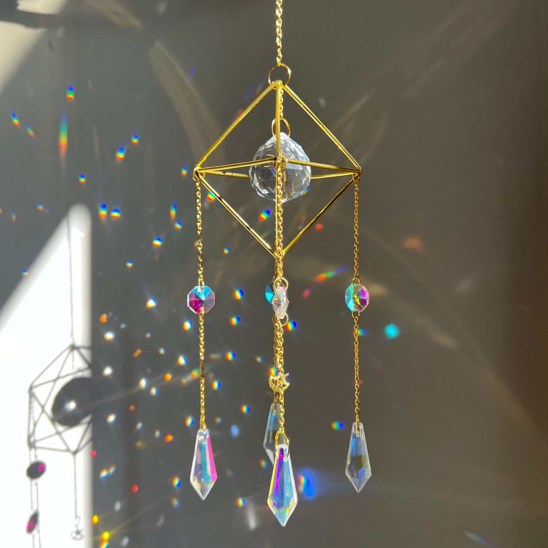 Atrapasueños transfronterizo, decoración iridiscente de arcoíris de cristal para ventanas de habitaciones, decoración colgante, colgante atrapasol_voghion.com