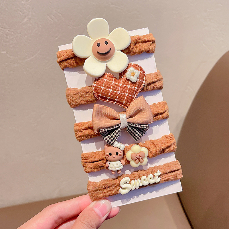 SKU-14-深棕色小花5件套