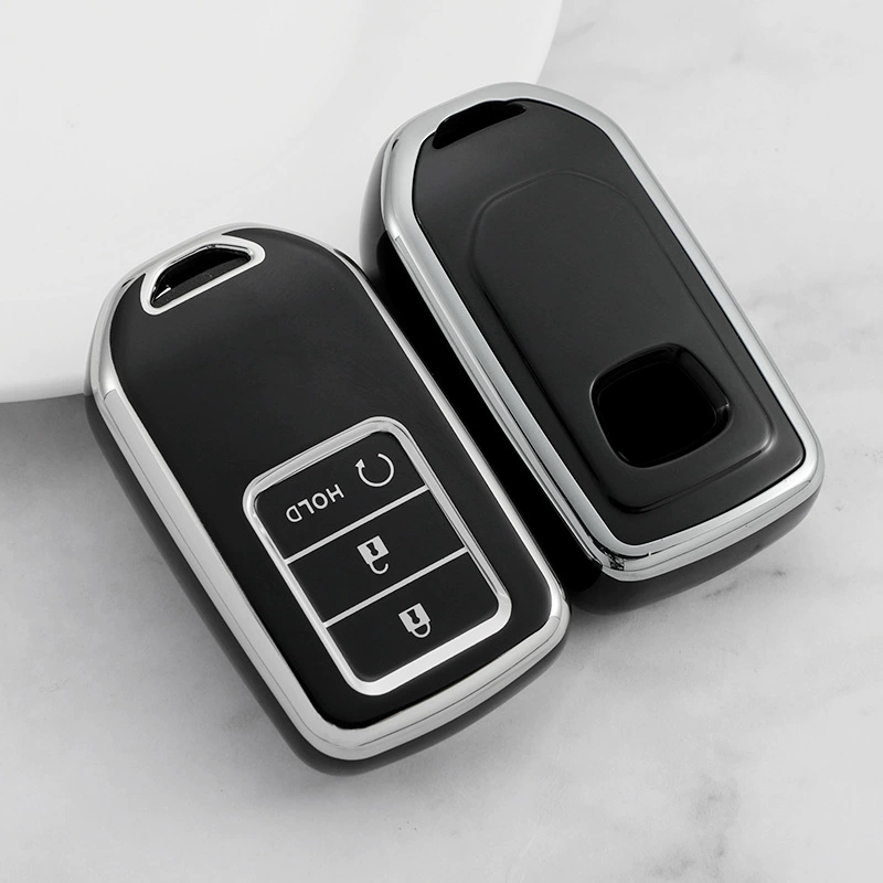 Чехол для ключей Honda подходит для 2021 года, чехол для ключей CRV Civic Haoying Crown Road, ТПУ, серебристый край