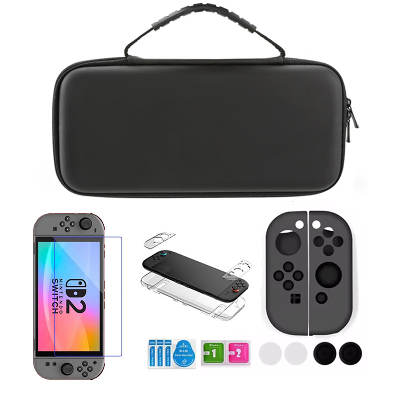 2025 nuevo conjunto de bolsa de almacenamiento switch2 cubierta protectora de caja de cristal switch2 película templada switch2