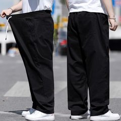 大码休闲裤男春夏季新款裤加肥加大胖子宽松直筒肥佬薄款松紧长裤
