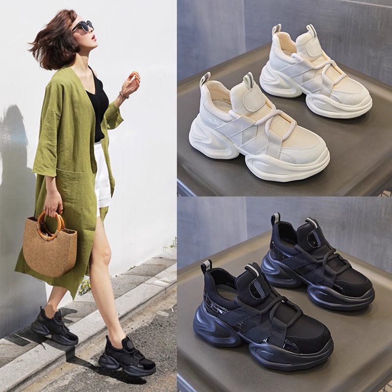 Inner realce zapatos de papá mujeres 2024 primavera nuevos zapatos blancos de todo fósforo zapatos de mujer de suela gruesa zapatos deportivos casuales de plataforma