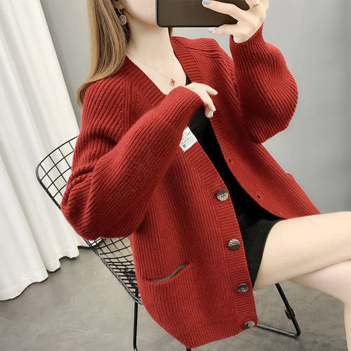 Cardigan Knit Coat for Women - Korean Style, Autumn/Winter Women's Loose Casual Fashion Trendy Retro Outerwear Sweater