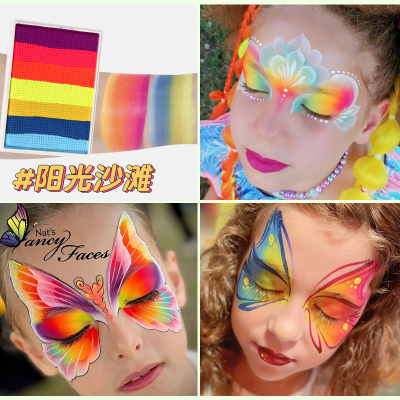 50g 6 colores a juego Arco Iris tira cara pintura a base de agua color a juego pigmento lavable cuerpo Arco Iris Cara color cubierta