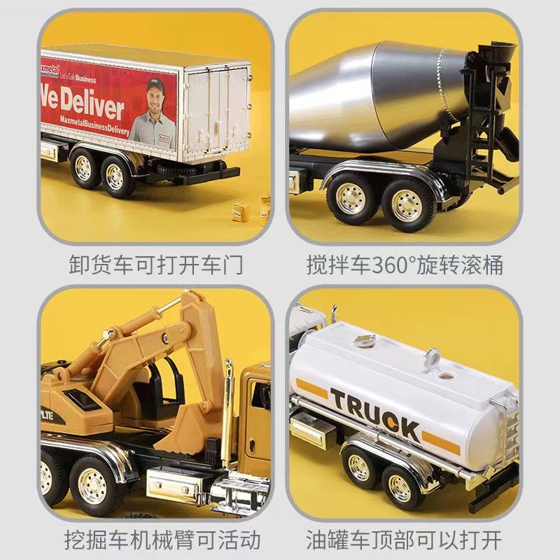 Vehículo de ingeniería traje de juguete niño niños juguete coche aleación simulación coche excavadora grúa modelo