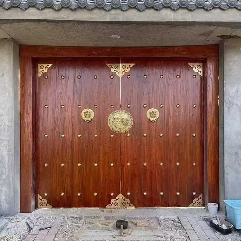 老榆木仿古大门农村外院大门新中式别墅门实木进户门四合院木门
