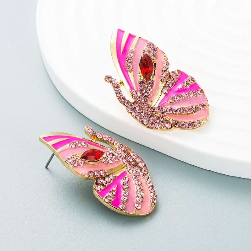 Ear Studs Classification 1 Pair Quantity Fashion Butterfly Alloy Artificial Rhinestones Ear Studs 1 Pair