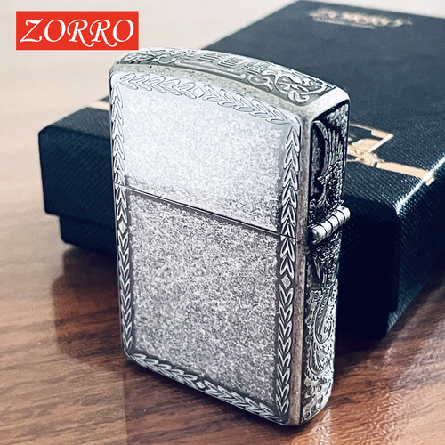 zorro brass kerosene windproof lighter personalized creative gift wheat edge lighter classic kerosene machine