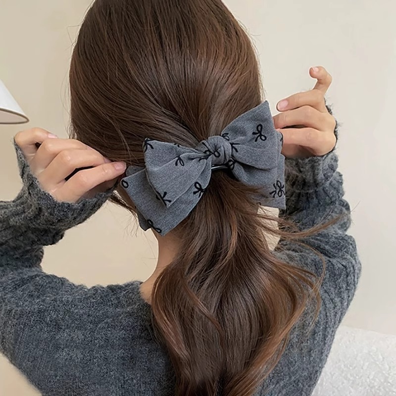 Abrazadera de arco gris de alto nivel abrazadera de doble cara para niñas adultas para la parte posterior de la cabeza cabello de caballo