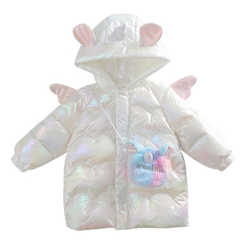Abrigo de algodón acolchado de invierno para niñas bebé estilo occidental personalidad infantil marca de moda estilo coreano alas gruesas con capucha abrigo acolchado de algodón forrado de lana