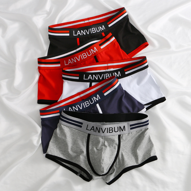 B clearance LANVIBUM men's underwear men's Cotton contrast color boxer shorts men's boxer shorts short