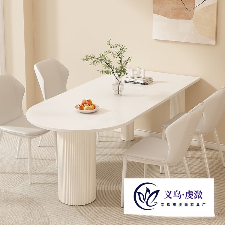 French Cream Dining Table and Chair Combination Dining Table Small Apartment Home Island Integrated Modern Simple Home Style Dining Table and Chairs