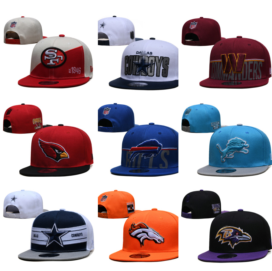 橄榄球队帽男女款嘻哈刺绣平沿帽防晒遮阳帽NFL帽子大帽檐速干