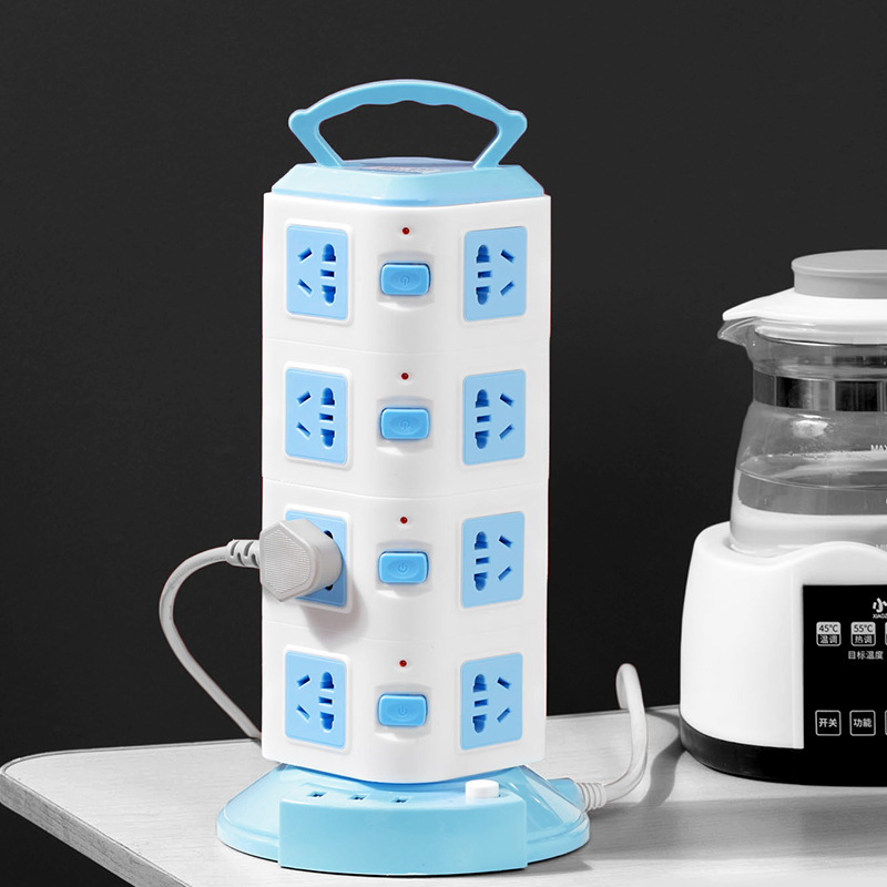 Panel de enchufe vertical inteligente poroso multifuncional con torre de carga USB tipo enchufe casero enchufe tablero de conexión de cableado