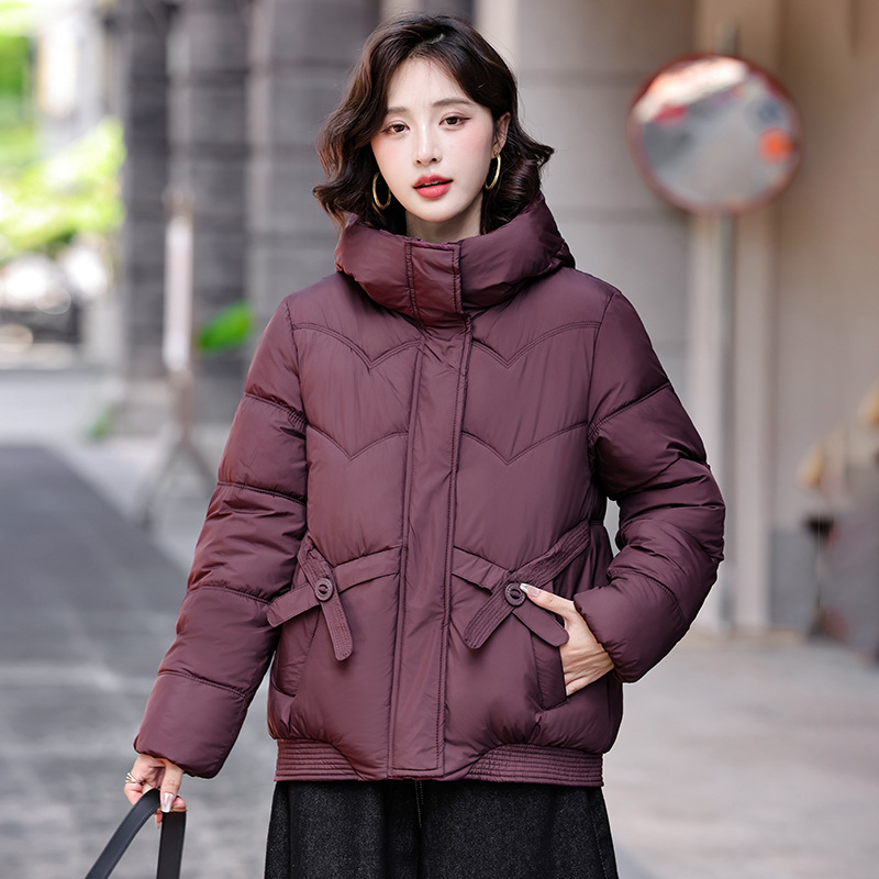 Chaqueta de algodón de pluma de invierno corto de mujer chaqueta de algodón delgada suelta nueva chaqueta de algodón con capuzas gruesa abrigo cálido