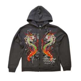 男女Y2K哥特卫衣 Ed Hardy灰色洛杉矶街头流行服饰复古卫衣外套