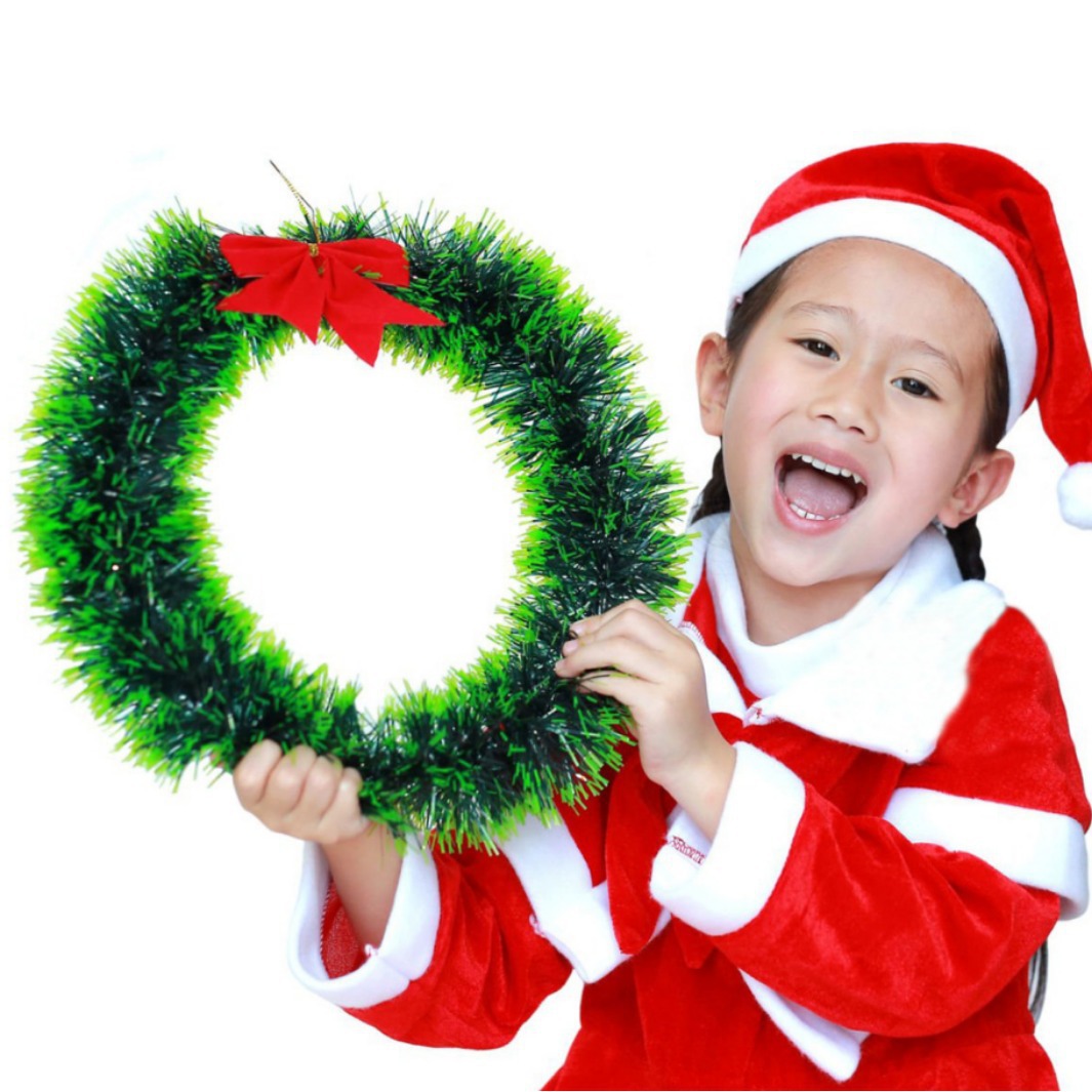 Guirnalda de Navidad personalizada arco rojo tira de color borde verde borde blanco borde cifrado fuente al por mayor