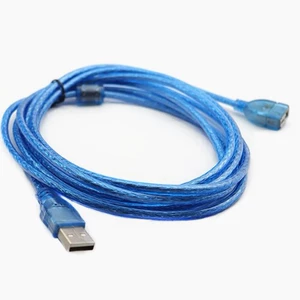 Производитель USB2.0 Прозрачный синий удлинитель 1,5 млн. AF с магнитным кольцом полным медным двойным экранированным мужчиной и женским кабелем данных