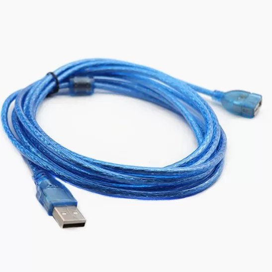 Производитель USB2.0, прозрачный синий удлинительный кабель AM-AF длиной 1,5 м с магнитным кольцом, полностью медный, двойной экранированный кабель для передачи данных с разъемами «папа-мама»