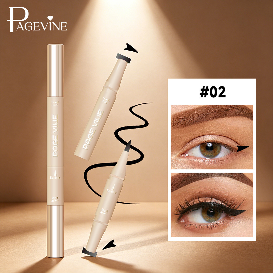 PAGE VINE doble lápiz labial lápiz labial esculpido lápiz labial 2 en 1 sello lápiz de delineador de ojos impermeable a prueba de sudor