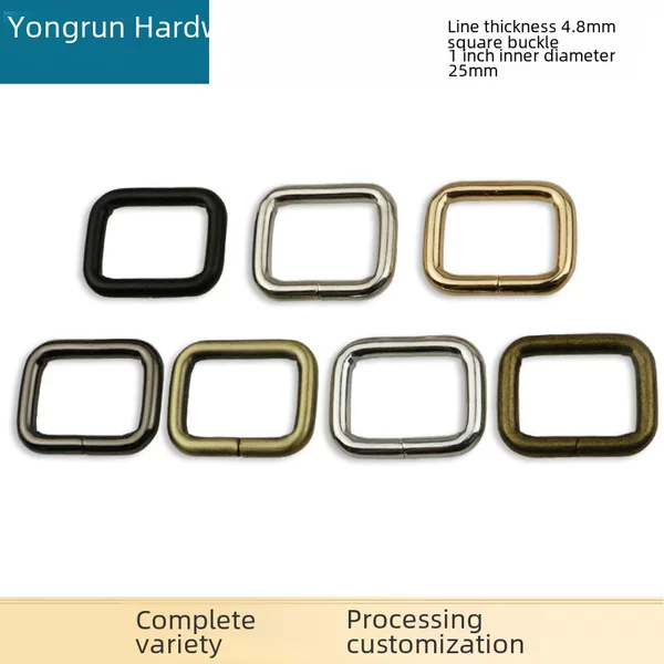4.8 wire 1-inch iron ring square buckle bag buckle bag strap adjustable iron ring connecting ring square wire buckle inner diameter 2.5