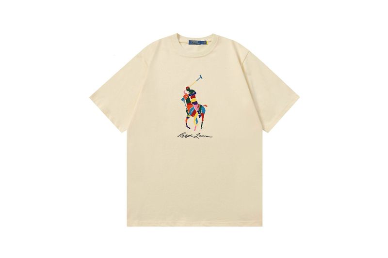 クロスボーダー 25ssRL Laff's 高品質刺繍ロゴ ルーズコットン 半袖 メンズ レディース おしゃれで万能なTシャツ|undefined
