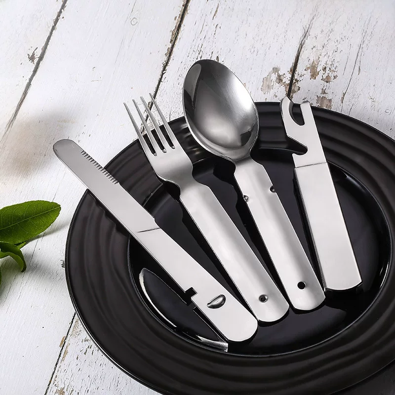 Tableware stainless steel, travel handheld set, Amazon, 4 piece set
