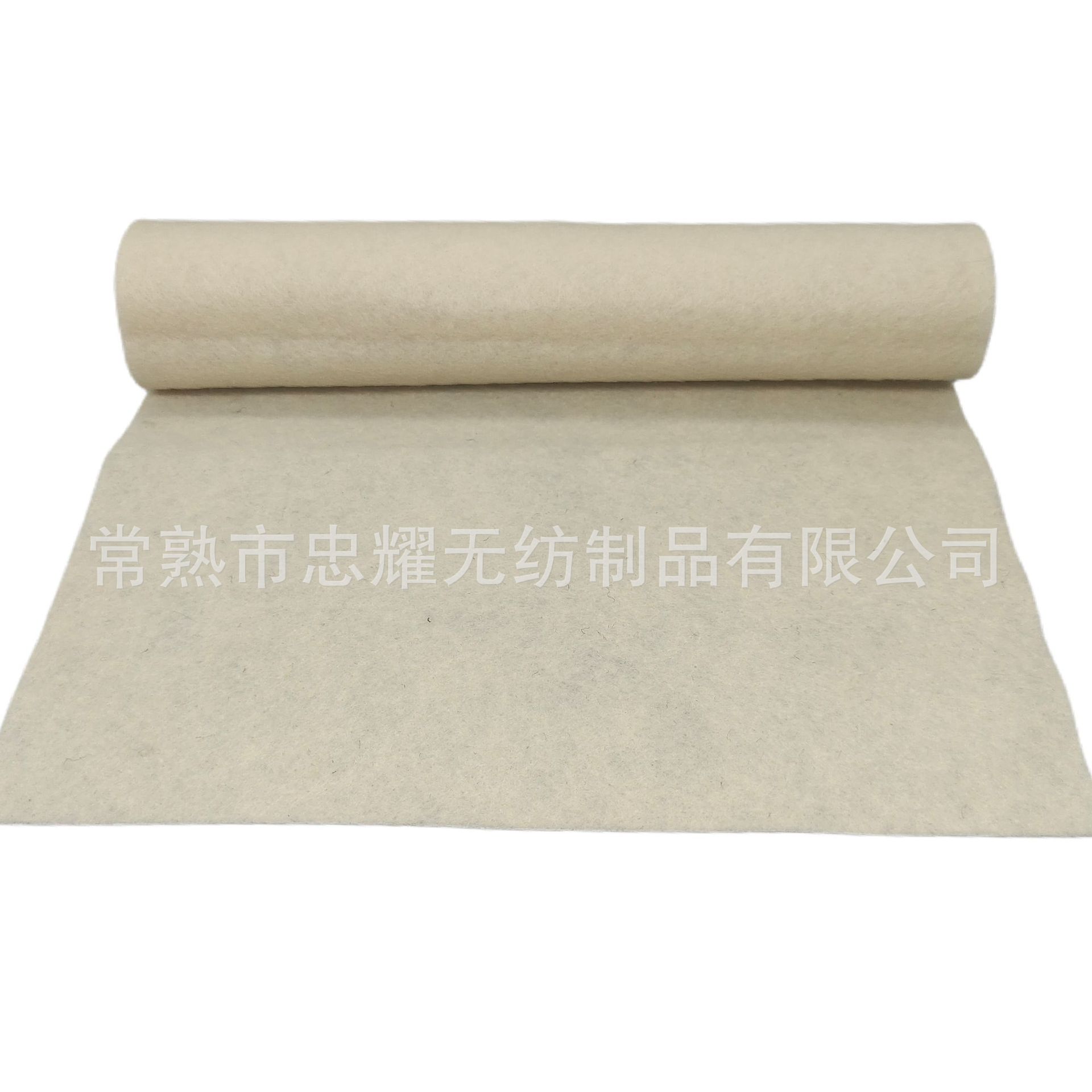 厂家批发米白色针刺无纺布毛毡布电动车内饰顶棚布复合底布