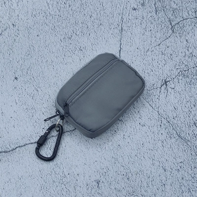 Canvas mini key and coin purse – Static Rod/Key Bag - 211-gray-with-quality-hook-and-lanyard