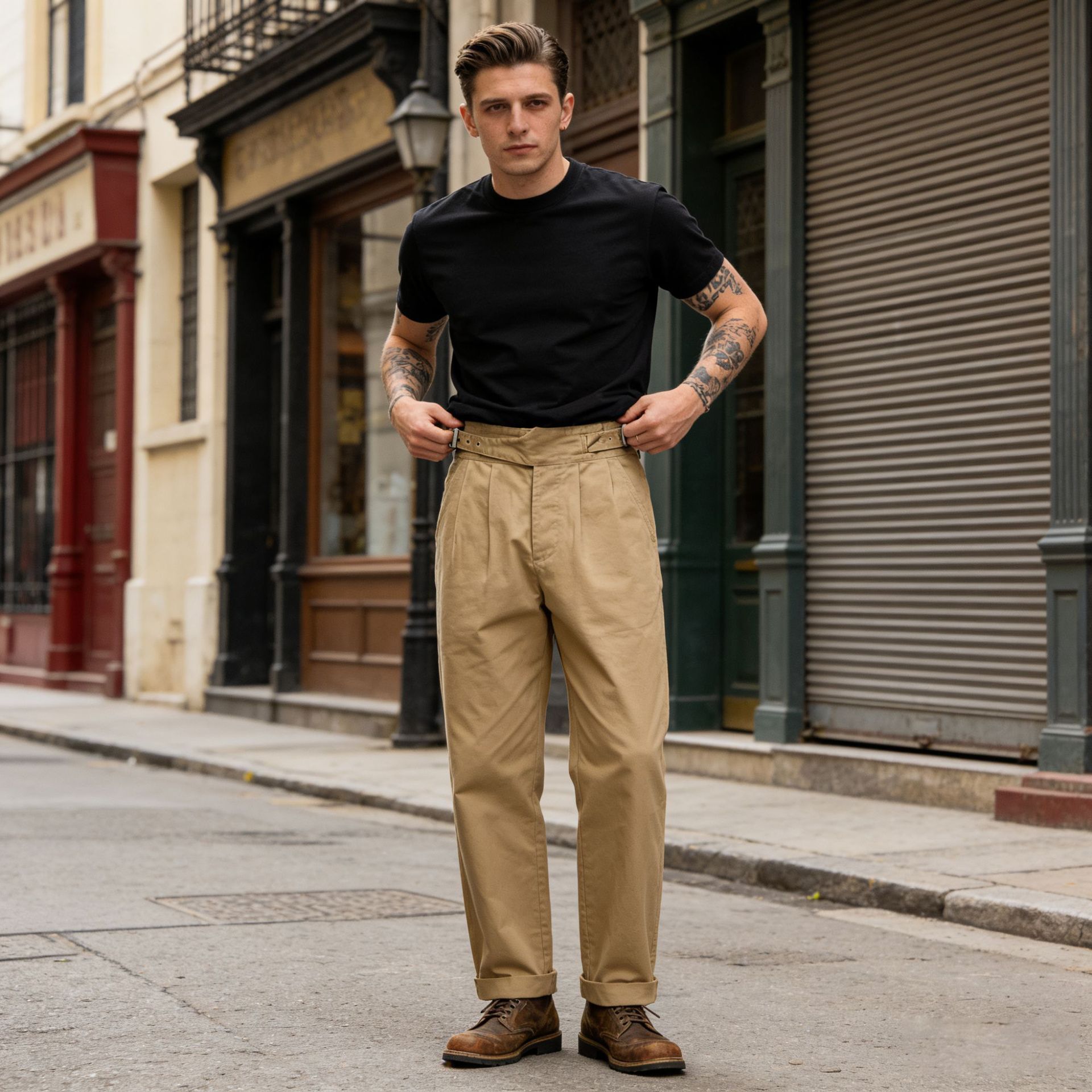 새로운 영국 육군 Gurg 카키 캐주얼 바지 남자의 느슨한 바지 Gurkha 버뮤다 바지