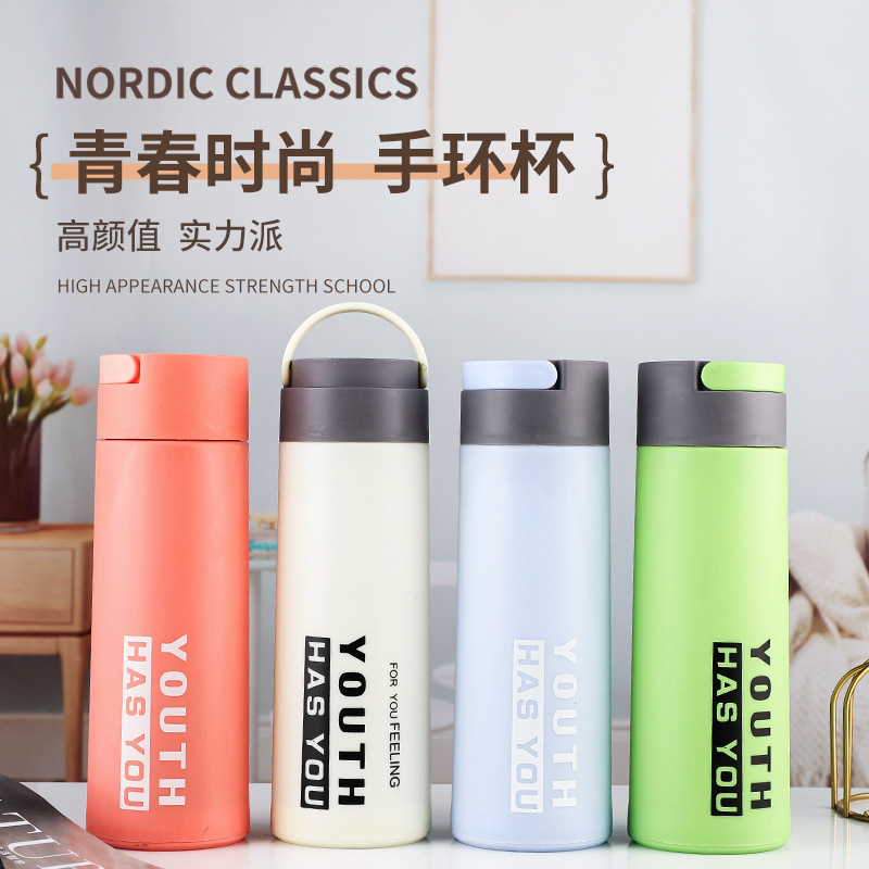 Double-layer plastic glass cup youth fashion glass cup outdoor portable cup push small gift advertising Cup