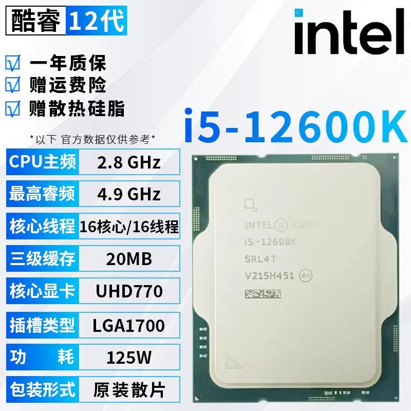 Процессоры Intel 12-го поколения Core i3/i5/i7/i9, 1700 контактов, i5 12400F