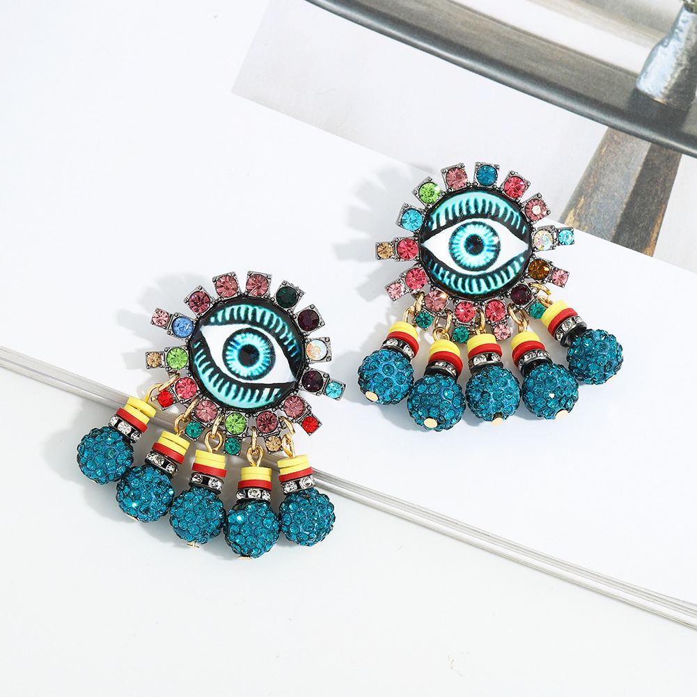 Creative Diamond-studded Zinc Alloy Devil's Eye Earrings display picture 7