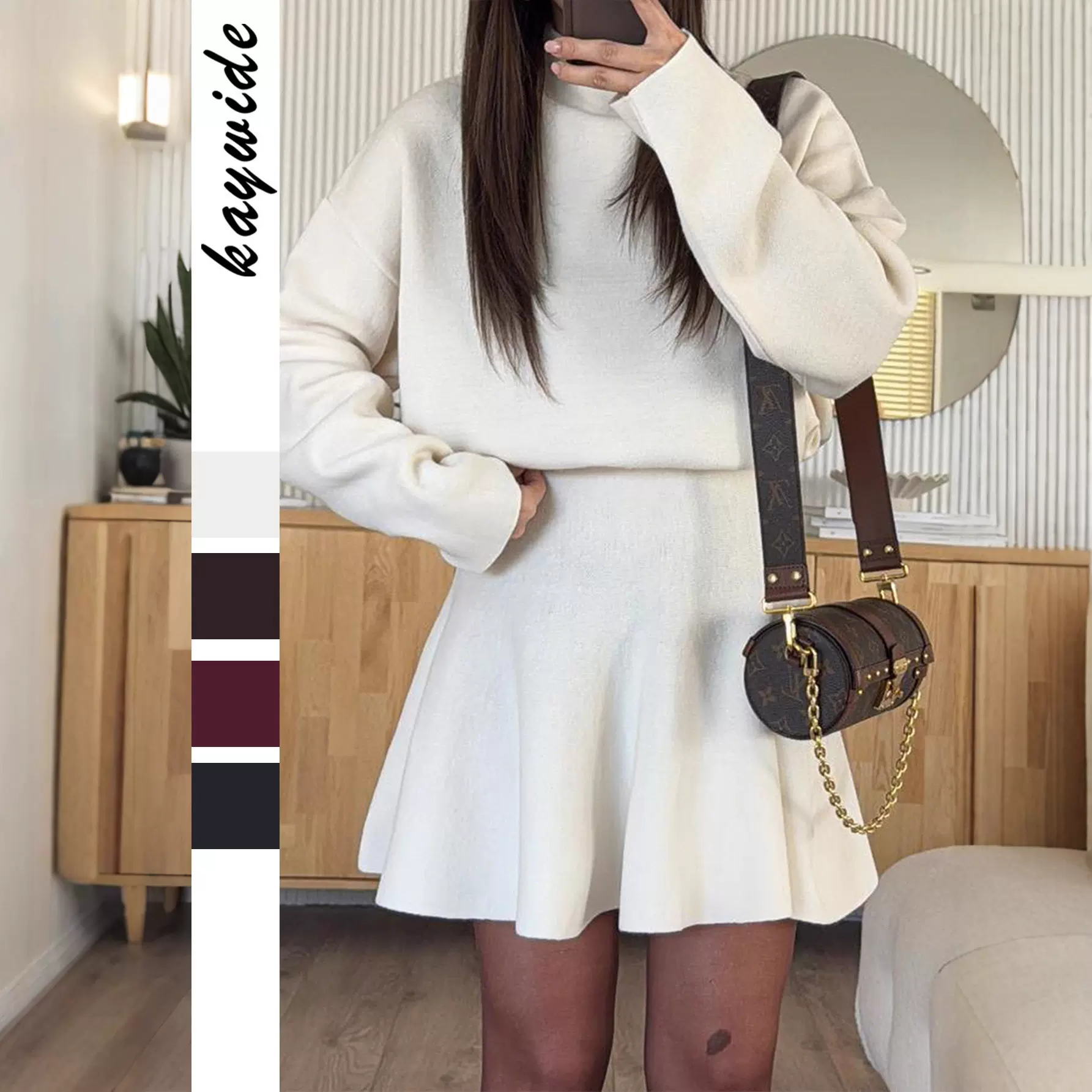 2025新款欧美休闲度假风毛衣长袖短裙连衣裙女装秋冬亚马逊独立站