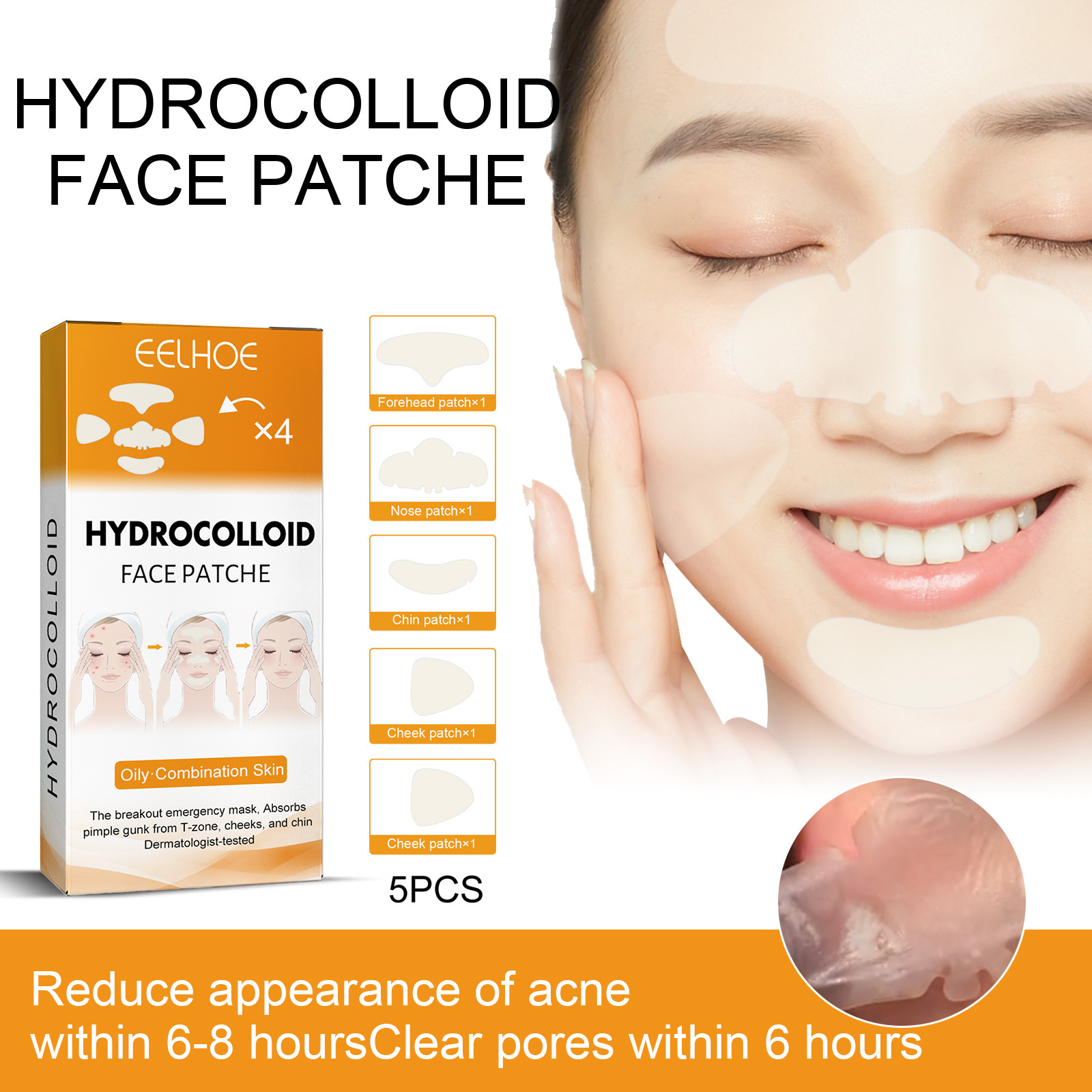 EELHOE Hyaluronic Acid Face Acne Patch Portable Transparent Invisible Hyaluronic Acid Acne Patch Face Care Concealer
