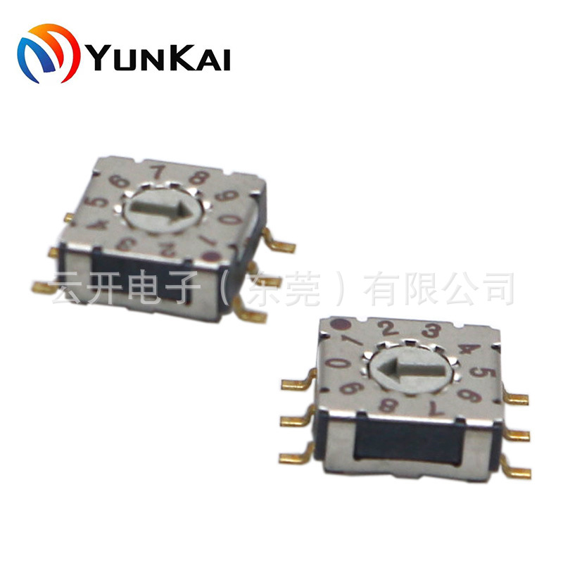 3*3脚 贴片10档 IP67旋钮开关带箭头推扭 旋转编码开关