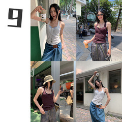 【9時間】ホットガールピュアディザイアファッションスーツ2025夏Uネックツイストベスト下着2点セットc7387