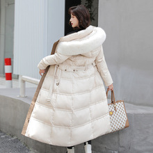 实拍2021韩国东大门秋冬新款大毛领中长款修身显瘦棉服女外套