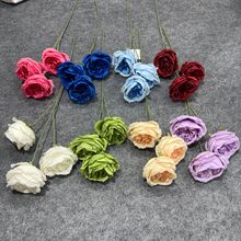 婚庆仿真花三头无叶奥斯汀玫瑰 婚礼堂花排插花装饰假花家居软装